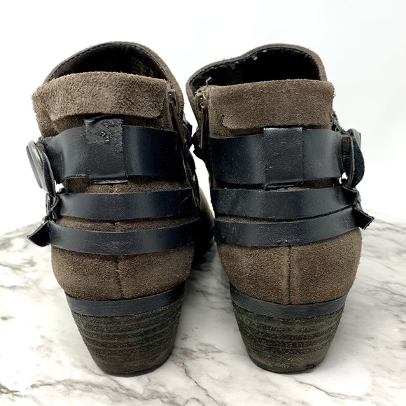 Crown Vintage Perry Taupe Suede Two tone Braided strap moto bohemian bootie 8 - Picture 5 of 16